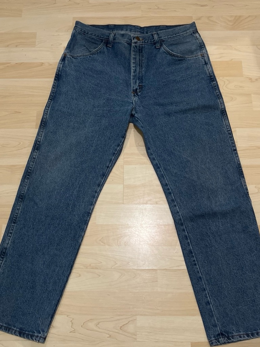 Rustler Men's Straight Jeans in Dark Blue Denim